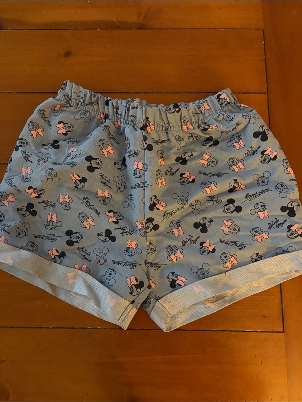 Blue Minnie Mouse Print Girls Shorts